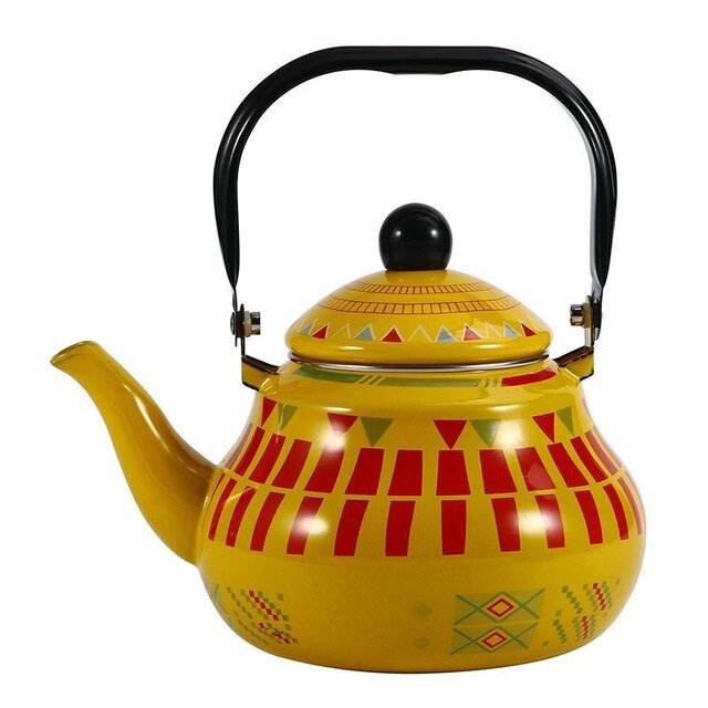 1.5L-2.5L Enamel Kettle Color Bar Heating Water Bottle Enamel Color Kettle Household Induction Cooker Gas Stove Boiling Water: 2.0L / Yellow