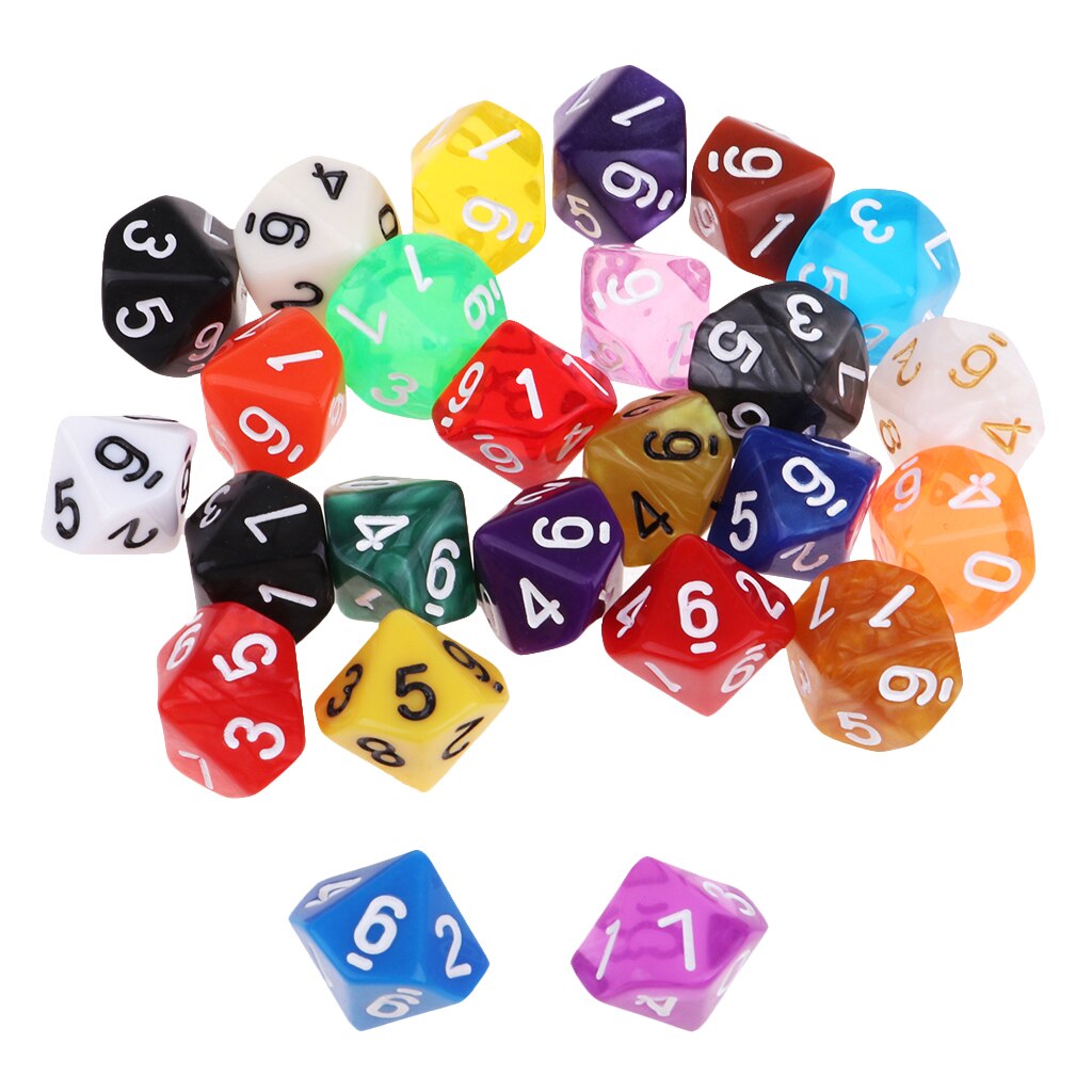 25x Acryl Polyhedral Würfel D10 TRPG Spielzeug für Tisch Spiel