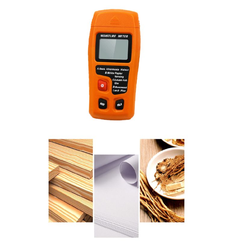 Medidor de humedad de madera Digital de mano, medidor de humedad de madera, higrómetro, Detector de humedad de madera para papel de leña, 0-99.9%