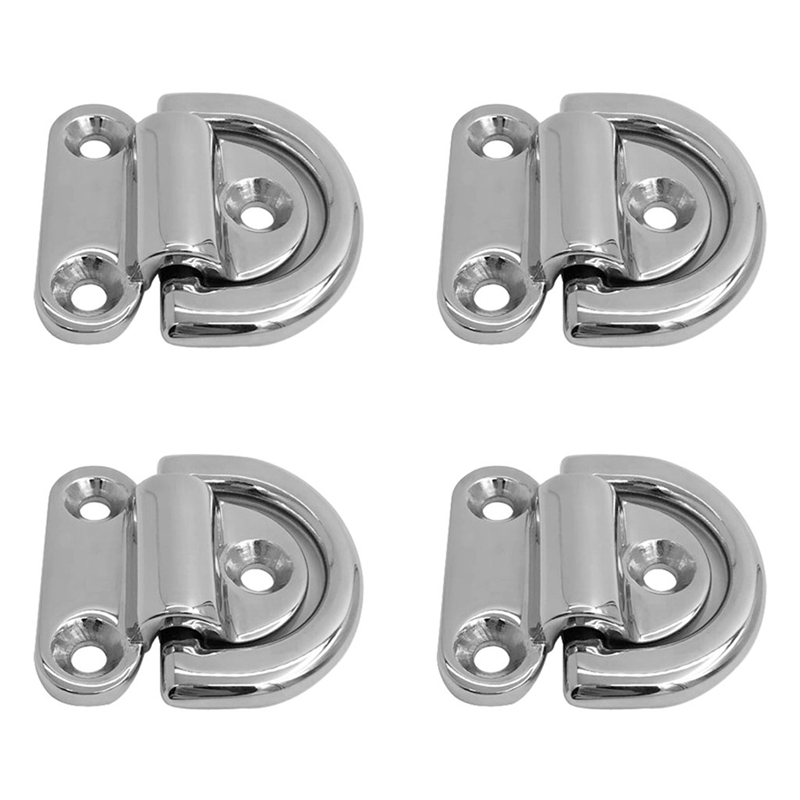316 Stainless Steel Folding Pad Eye Deck Lashing D Ring Tie Down for Boat Marine