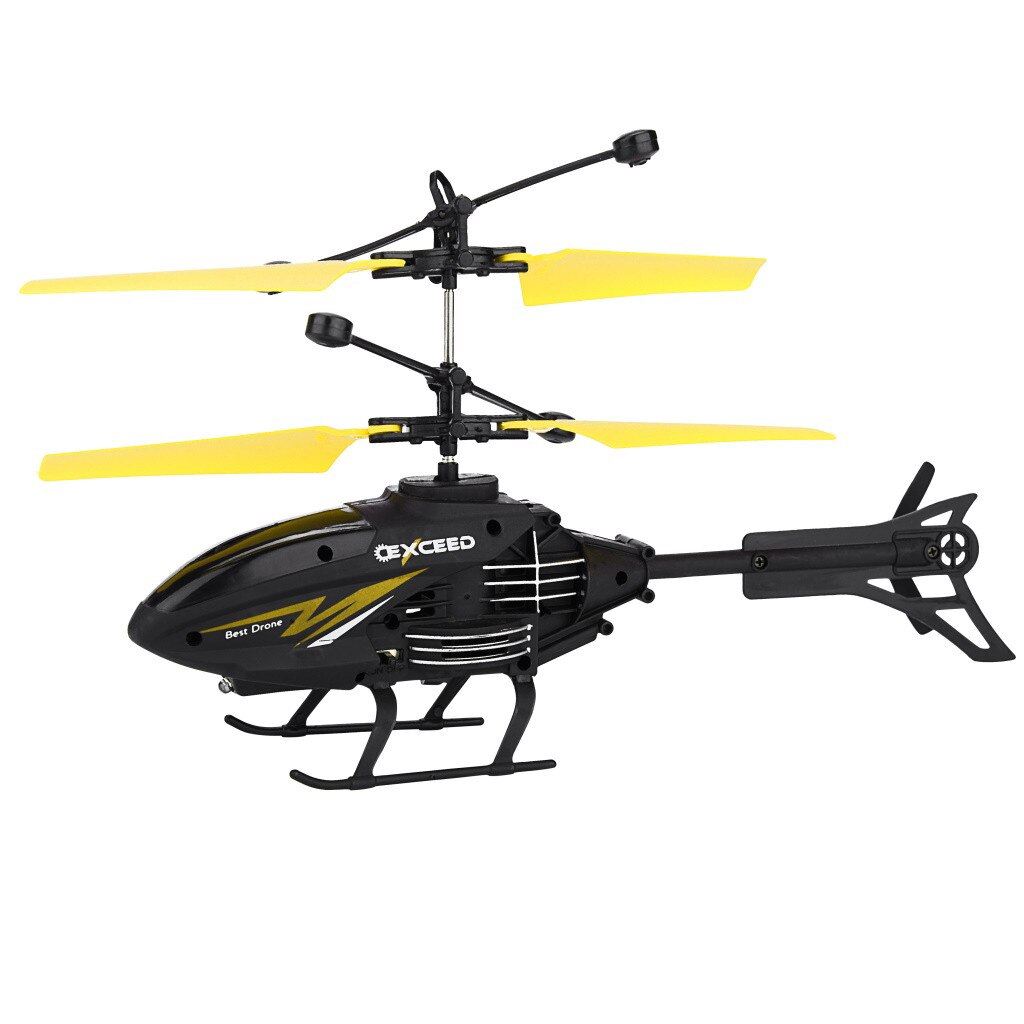 Niños Infrared inducción Dron cuadricóptero juguete RC helicóptero Mini Drone volador Control remoto Flash luz avión al aire libre juguetes: Amarillo