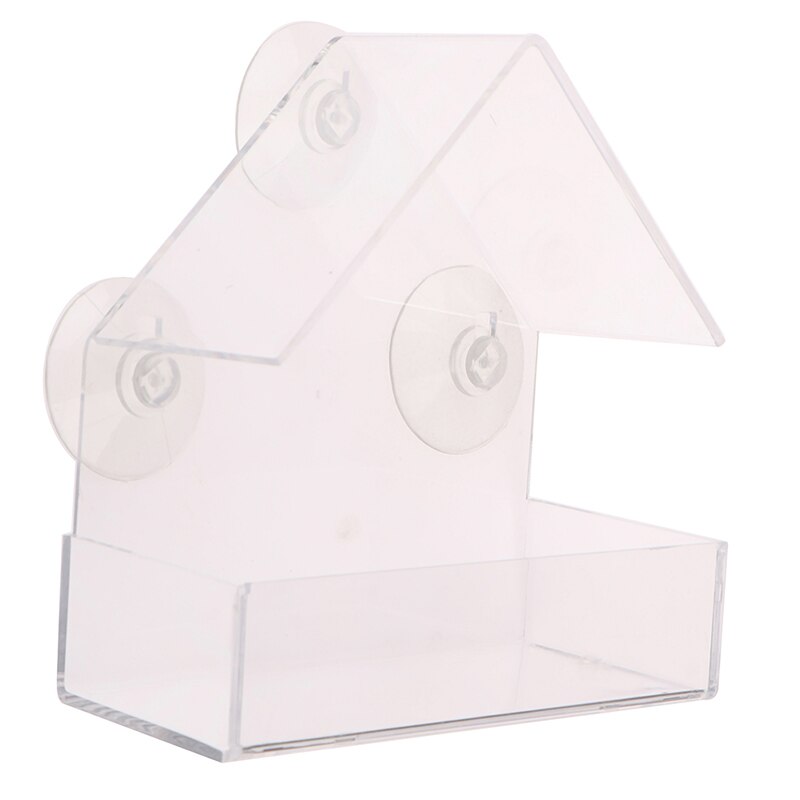 Bird Feeder Acrylic Transparent Window Viewing Bird Feeders Tray Birdhouse Pet Water Feeder Suction Cup Mount House Type Feeder