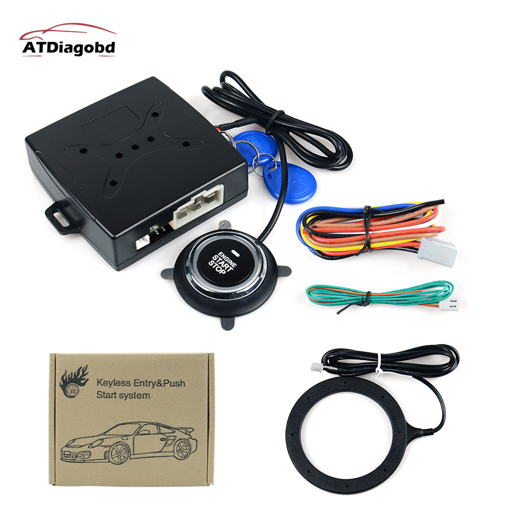 Auto Car Alarm Car Engine Push Start Button RFID Lock Ignition Starter Keyless Entry Start Stop Immobilizer Anti-theft System
