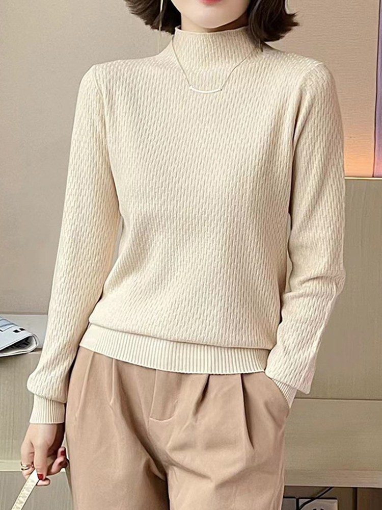 Herbst halber rollen kragen zur Seite fahren Frauen zur Seite fahren gestrickte zur Seite fahren Spitzen Langarm Winter Basic solide weibliche zur Seite fahren