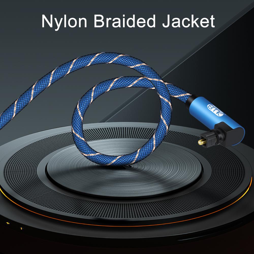 Emk Dual 90 Graden Haakse Optische Audio Toslink Kabel Nylon Gevlochten Digital Audio Glasvezelkabel Voor Soundbar tv