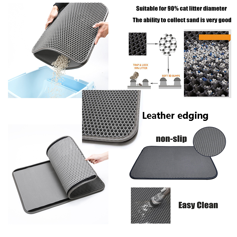 Cat Litter Mat Litter Pet Trapping Mat Double Layer Honeycomb Waterproof Litter Cat Uineproof Trapper Mat For Cat Litter Boxes