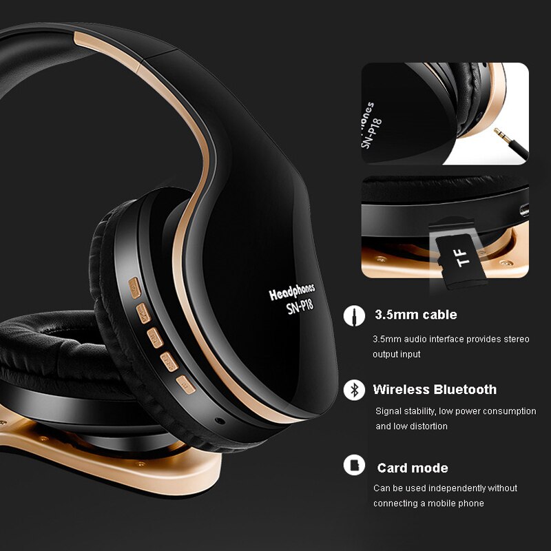 Draadloze Headset Bluetooth Hoofdtelefoon Over Ear Stereo Bass Oortelefoon Opvouwbare Verstelbare Gaming Koptelefoon Met Microfoon Voor Pc Telefoon