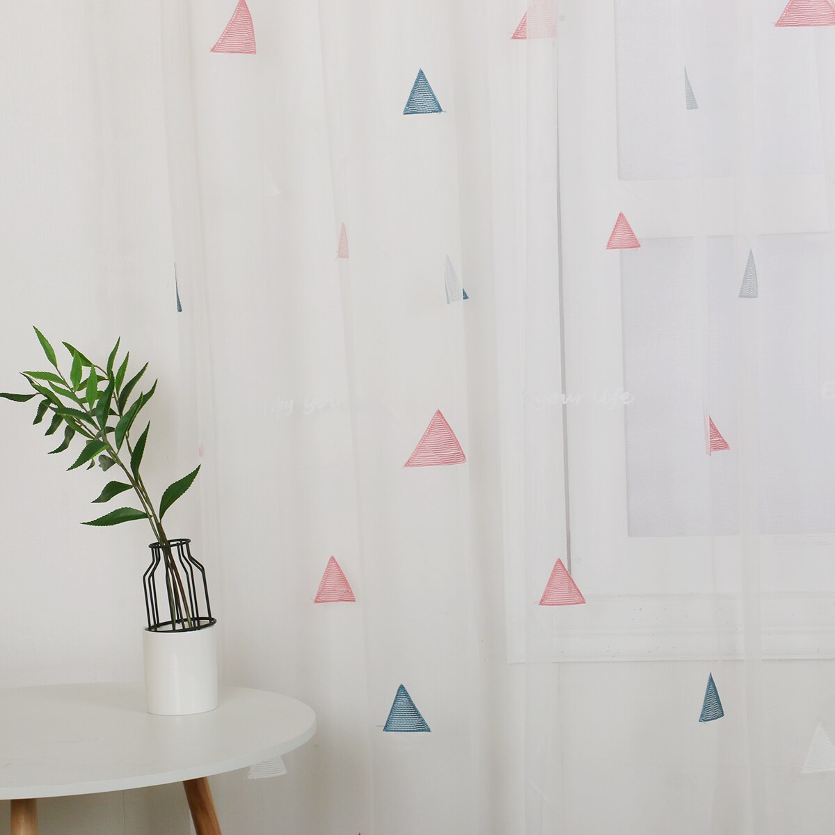 Cortinas triangulares de tul de estilo moderno para dormitorio de niños, ventanas personalizadas, sala de estar, acabado para