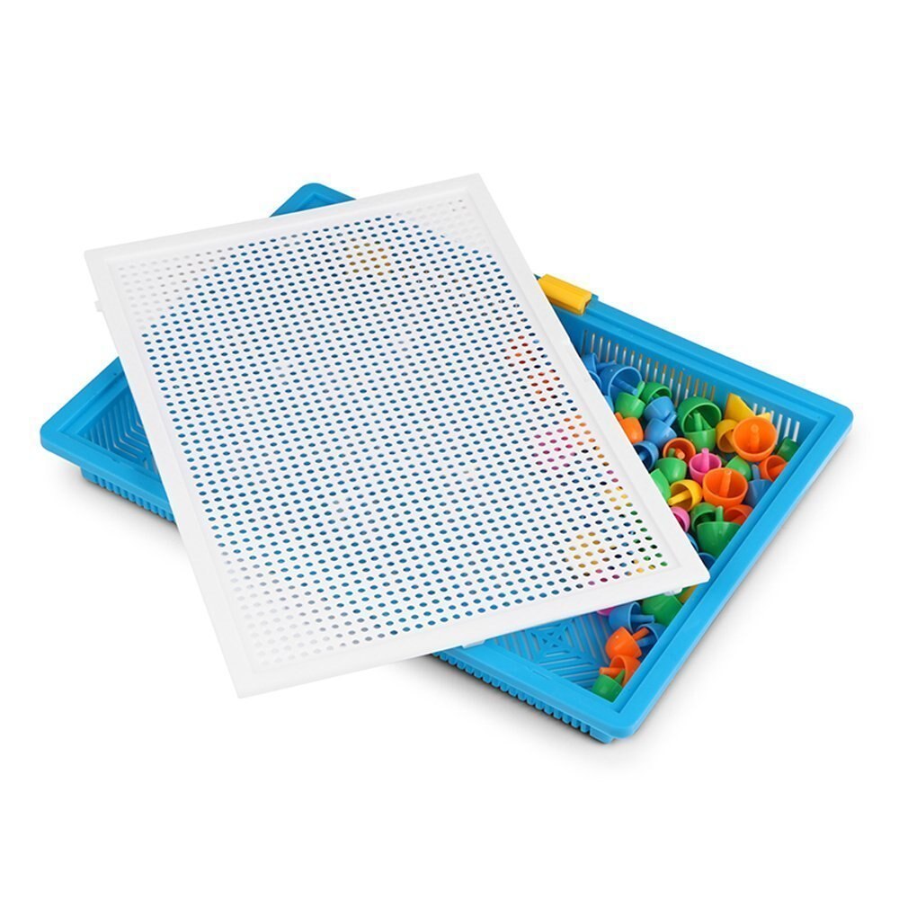 296Pcs KINDEREN SPEELGOED Paddestoel Nagels Puzzel Spel Creatieve Mozaïek Pegboard Educatief Speelgoed voor Kinderen puzzel doos