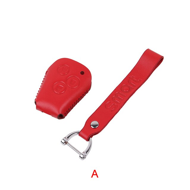 Funda de cuero para llave de coche, carcasa para llave remota para Mercedes Smart Fortwo Forfour 453, accesorios de decoración de estilo: 453 red-A