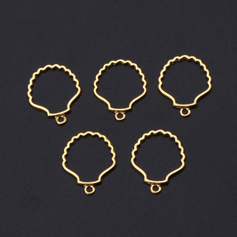 5Pcs Shell Metal Frame Pendant Open Bezel Blank Setting UV Resin Jewelry DIY