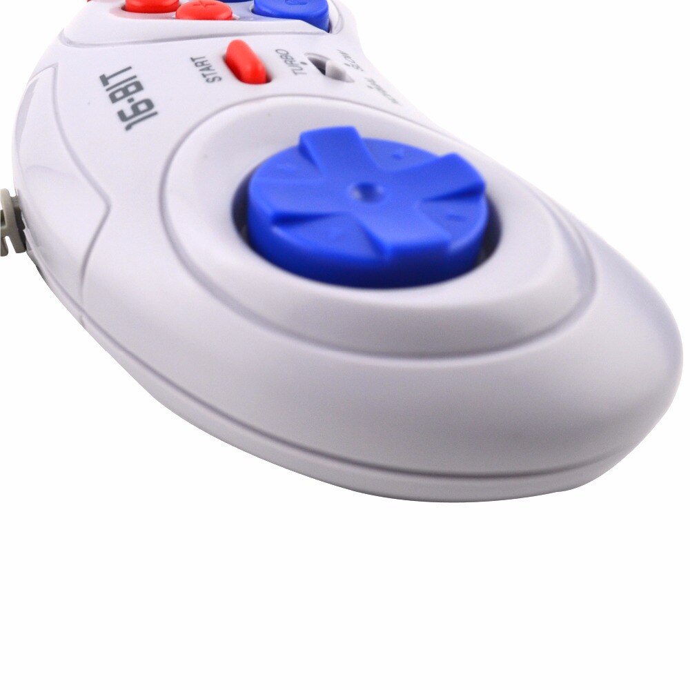 16 bit Classic Wired Game Controller for SEGA Genesis 6 Button Gamepad for SEGA Mega Drive Mode Fast Slow white