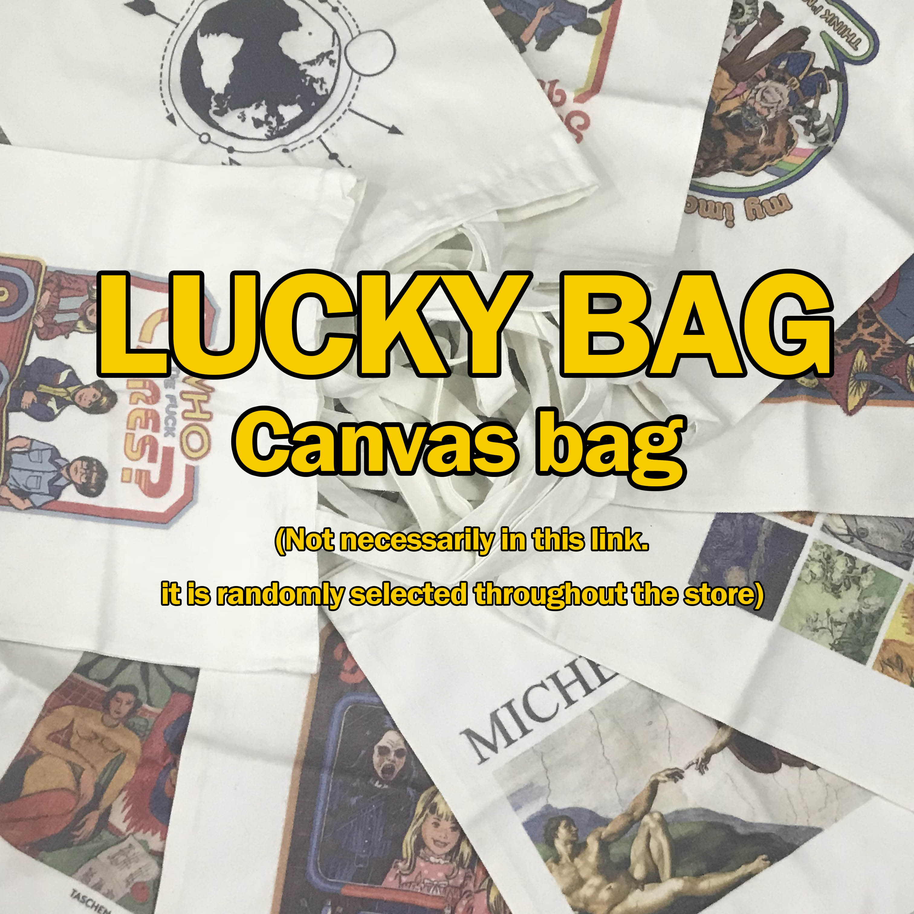 Vintage Harajuku Grote Capaciteit Canvas Vrouwen Casual Mode Academy Punk Ins Plezier Ulzzang Art Chic Schoudertassen: Lucky bag