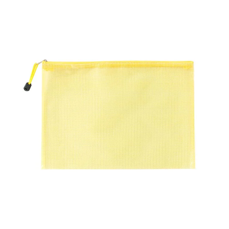 10pcs Mesh Zipper Pouch Waterproof Plastic Document Pouch Multipurpose for Travel Storage Office Appliances Home Organize Bags: L / Yellow