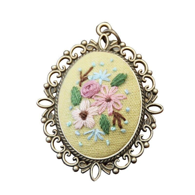 Beginner Embroidery Kit Hand Sewing Stitching Pendants Necklace DIY Cross Stitch Ornament Tool: 06