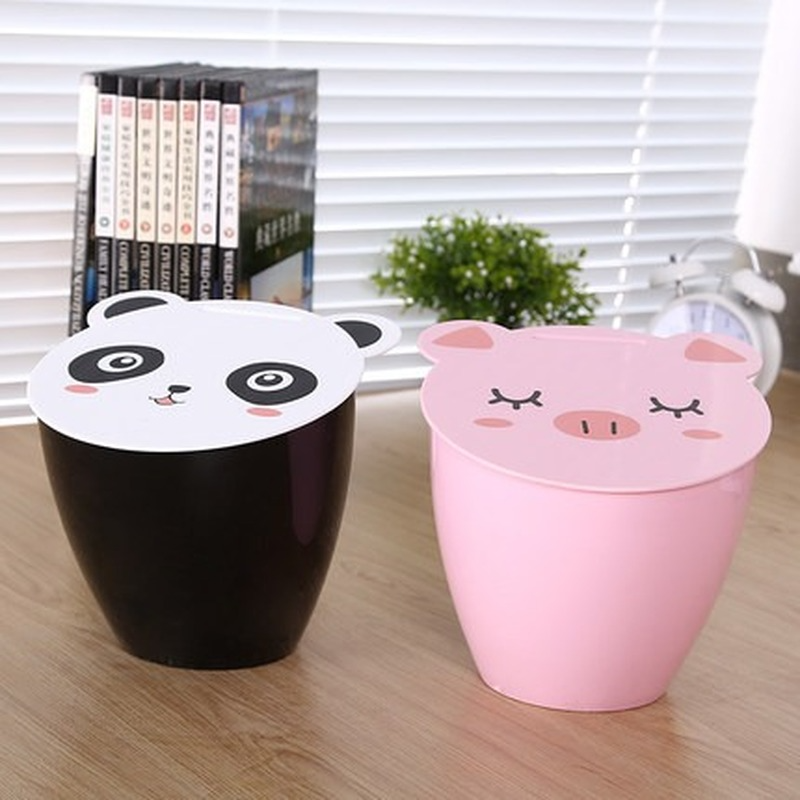 Joli panier à ordures de bureau Panda et cochon, petite poubelle de stockage d&#39;articles divers animaux, Mini poubelle