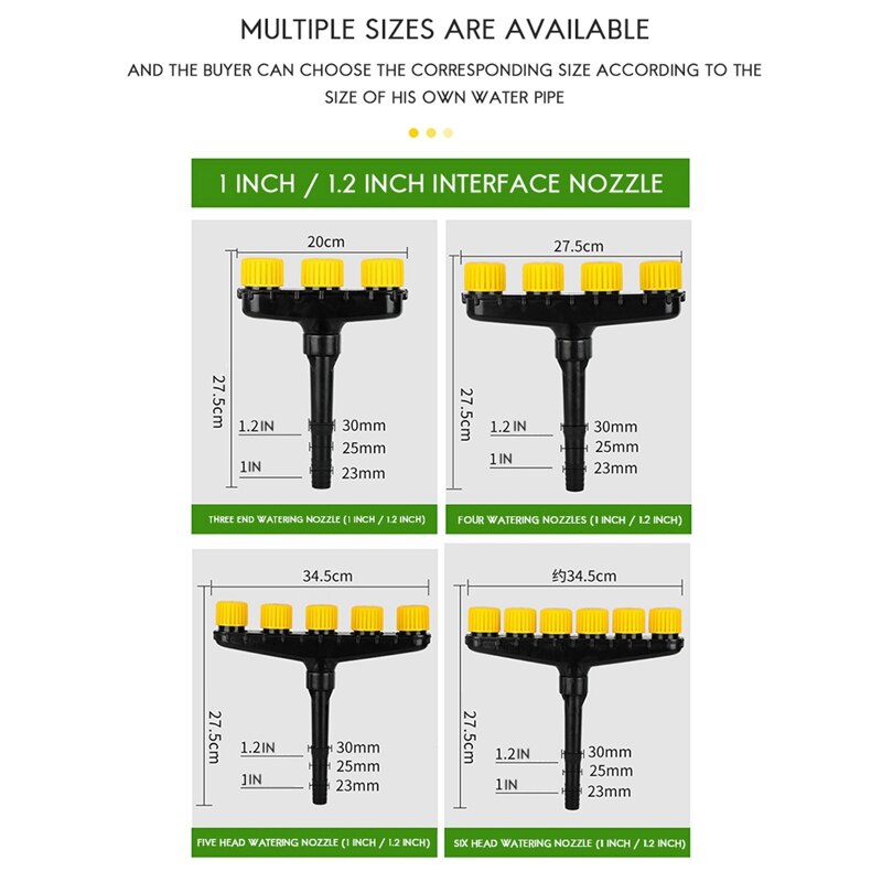 Boquillas atomizadoras para agricultura, aspersores de agua para césped y jardín, aspersores de riego de granja, herramienta de boquilla ajustable, 1 unidad