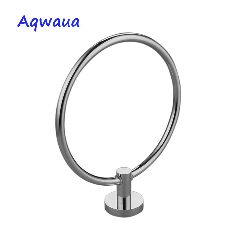 Aqwaua baderomshåndklering håndkleholder rund håndklestativ baderomstilbehør hel messing kropp krom håndkle hånddusj