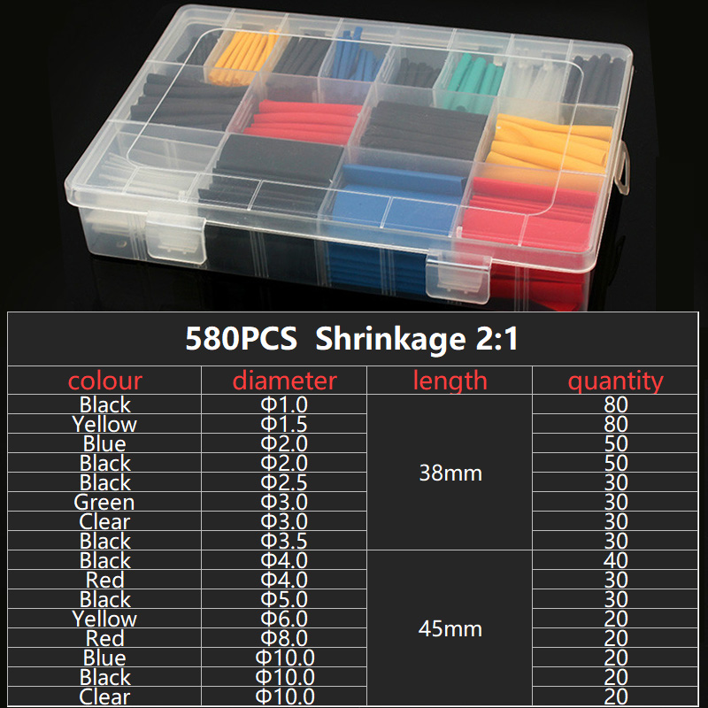 127-780 stks Krimpkous Thermobestendige buis Krimpkous Wrapping Kit Elektrische Aansluiting Draad Kabel Isolatie Sleeving-328 stks geen doos