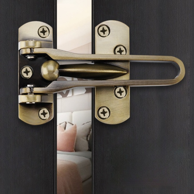 Forsikring dørbolt hjem tyverisikring romdørstang dørspenne lås kjede rustfritt stål sikkerhet soverom barn hotell låsesikring spenne: Gull