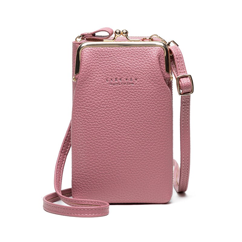 Small Crossbody Bags Women Mini PU Leather Shoulder Messenger Bag For Girls Yellow Bolsas Ladies Phone Purse Zipper Flap: Dk Pink