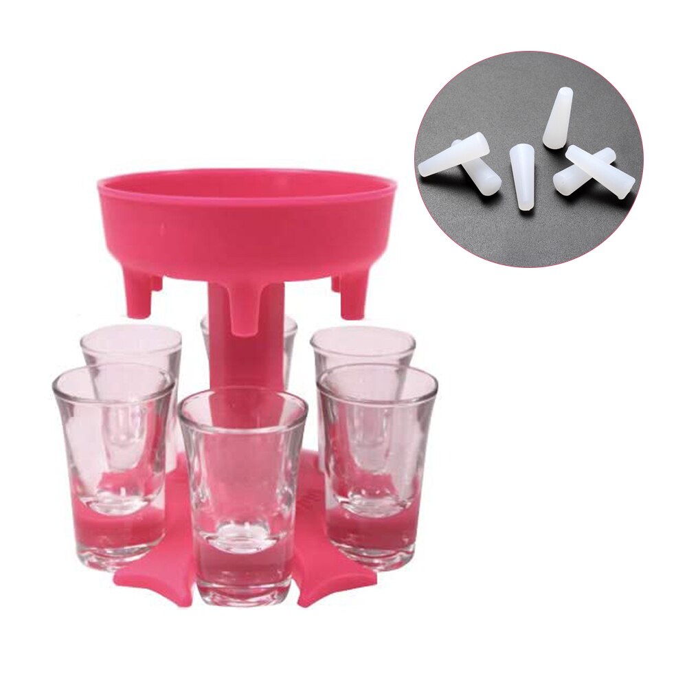 6 Shot Glass Dispenser Holder Caddy Liquor Dispenser Portable party pour dispensers Bar Accessory Drinking Games Glass Dispenser: Pink