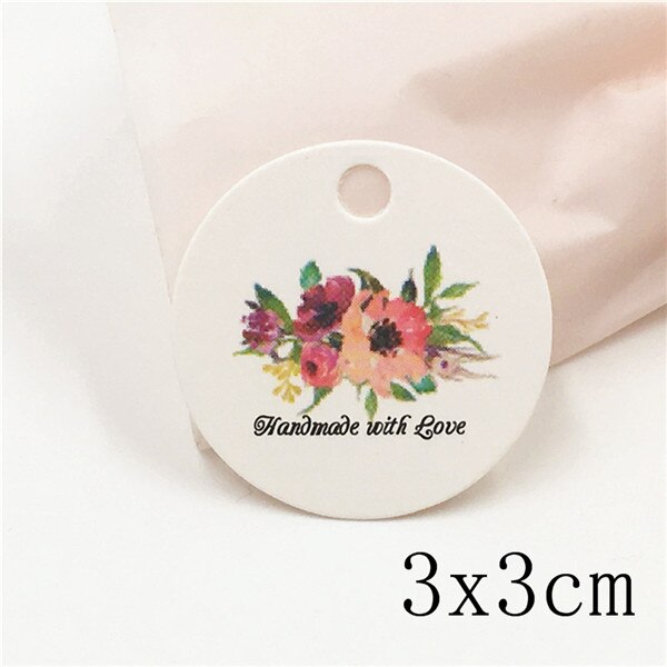 50 Stuks 3Cm Ronde Kledingstuk Kleine Papieren Etiketten Verpakking Decoratie Liefde Papieren Kaart Prijs Hang Tag: WHITE
