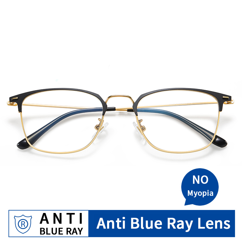 GANGSHA Anti Blue Rays Glasses Frame Women Computer Glasses Men Blue Light Coating Gaming Glasses Frame optical 9828: GOLD