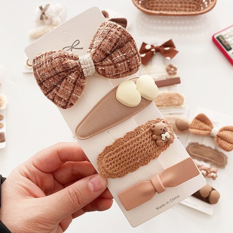 2022 4 Pcs Set Kids Zoete Boog Haarspelden Kawaii Boog Bloem Meisjes Haarspelden Meisje Haar Accessoires Kids Hoofddeksels: 4pcs 3