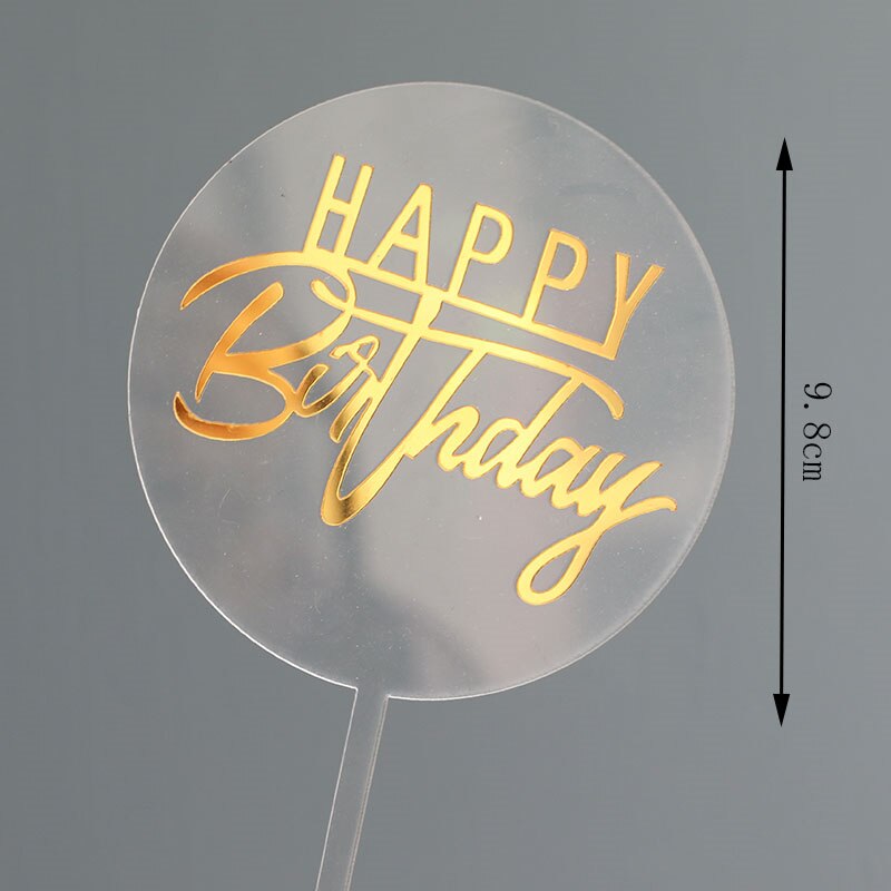 Gold Happy Birthday Cake Topper Gold Foil Round Acrylic Cake Topper For Kids Birthday Party Cake Decorations Baby Shower