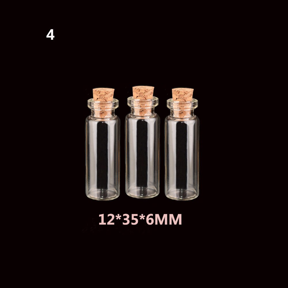 1/10 sztuk 2/3/10ml wyczyść fiolki szklane butelka wiadomości puste małe butelka życzeń z korek puste przezroczyste małe pojemniki: 12-35-6mm-3szt