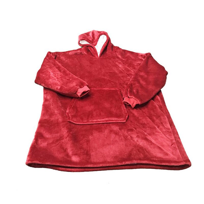 Winter Warm TV Pocket Hooded Blankets Adults Kids Bathrobe Sofa Cozy Blanket Sweatshirt Plush Coral Fleece Blankets Outwears: WD