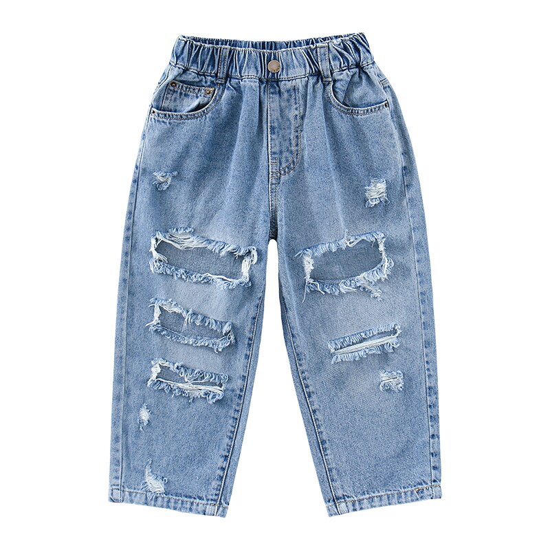 Kinderen Broek Meisjes Dunne Jeans Ripped Cropped Jeans Gaten Korte Broek Denim Zomer 6 8 10 11 12 Jr Kids Kostuum: 13-14 Years Size 170