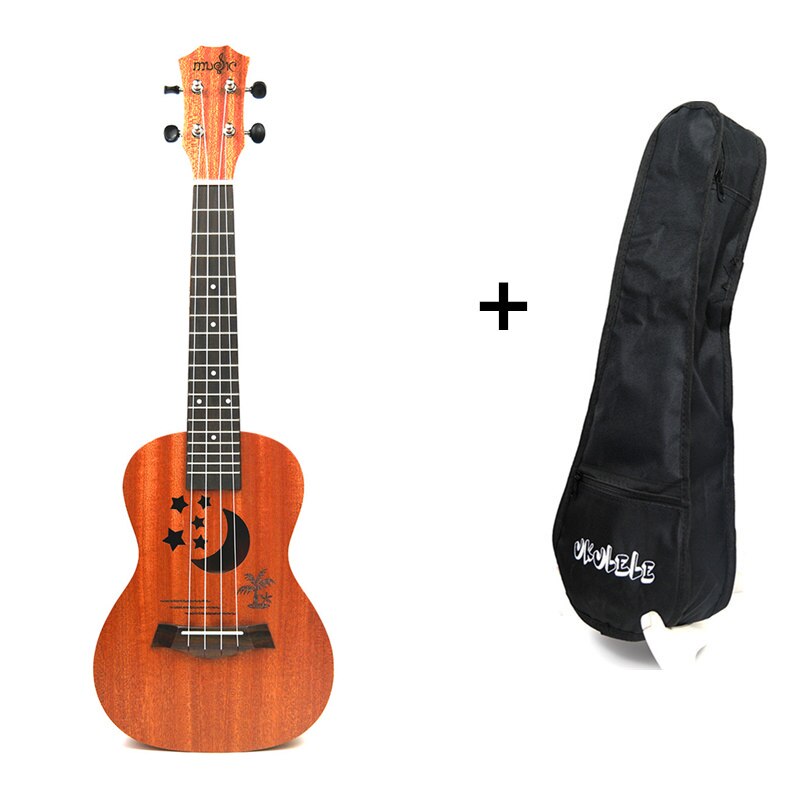 Ukulele 21 inch Kleine Gitaar 4 Strings Ukulele Akoestische Elektrische sopraan ukulele sapele Star Moon partten voor Kinderen: ukulele with bag