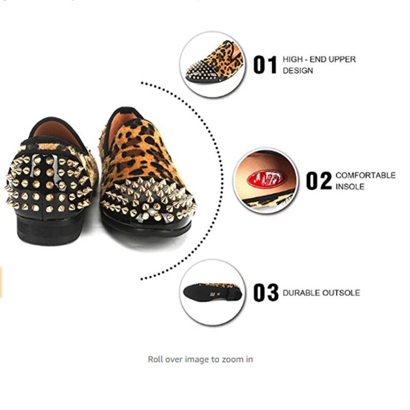 Xqwfh chaussures léopard pour hommes mocassins italiens respirants faits main pour fêtes et mariages