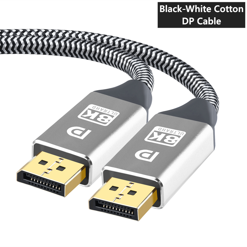 1m 2m 5m Displayport Cable 1.4 DP to DP Cable 8K 4K 144Hz 165Hz Display Port Adapter for apple tv box xbox series x Projectors: 8K  DP Cable Cotton / 2m