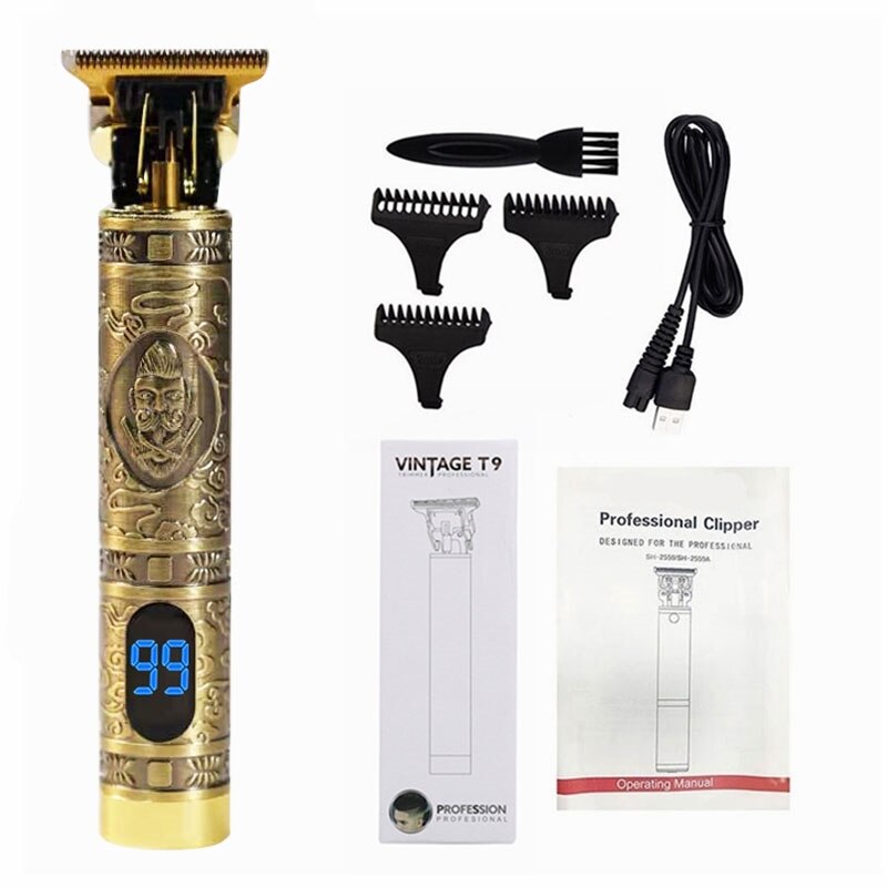 Electric Hair Trimmer Rechargeable Cordless Hair Clipper For Men Beard Shaver Razor Cutting Machine: 06 Golden