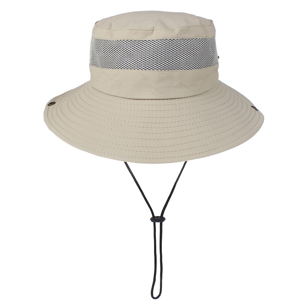 Bucket Sun Hat Fishing Caps Wide Brim Safari Visor Sun Cap For Male Men Fishing Hats Outdoor Sports Cap: Beige