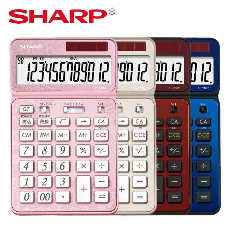 SHARP EL-VN82 de Escritorio de escritorio de contabilidad financiera Shaking Head 12-Bit Solar Calculadora de pantalla grande