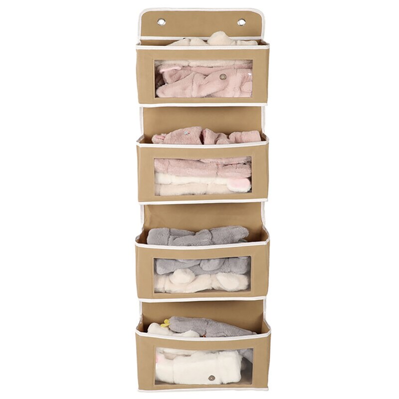 Bolsa de tela no tejida para colgar detrás de la puerta, organizador de 4 capas para artículos diversos, toallas, juguetes, gancho de bolsillo para dormitorio, colgador de llaves