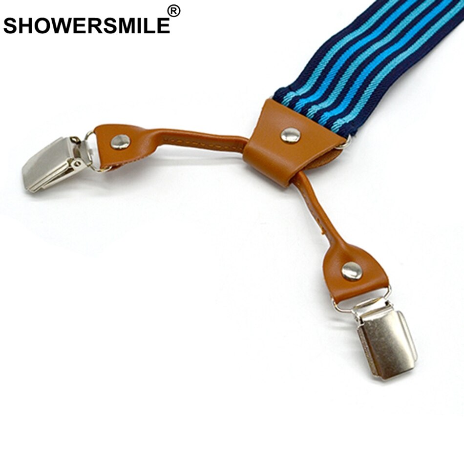 Showersmile seler herre seler til bukser stripet skjorte holder business seler 6 klips bukser seler 120 cm