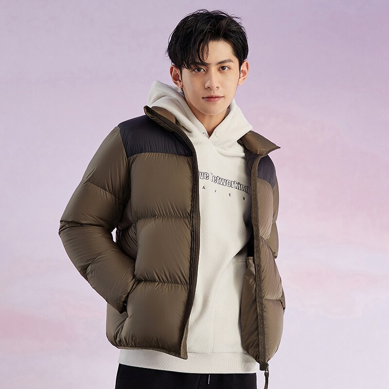 SEMIR Lightweight Down Jacket Men Short Winter Jacket Man Loose Brand Couple Thick Down Coat Clothes: brown / XS