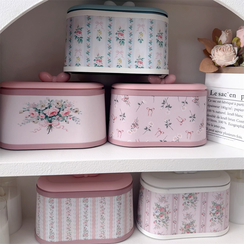 High-Rise Storage Bucket With Lid Home Dressing Table Desktop Storage Bucket Office Desk Press-type Printed Cute Storage Box