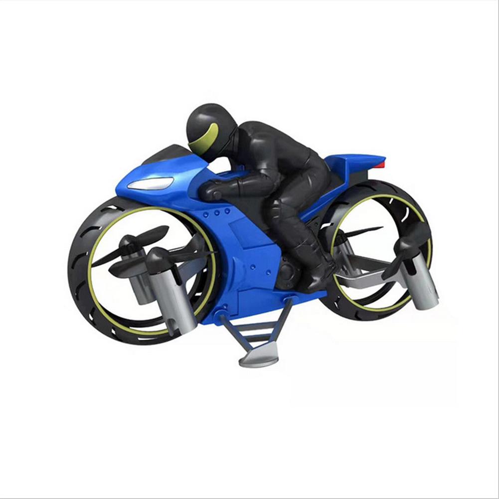 2 in 1 fjernbetjening motorcykel land og luft dual mode rc motorcykel genopladeligt stunt flip motorcykel legetøj til børn: Blå