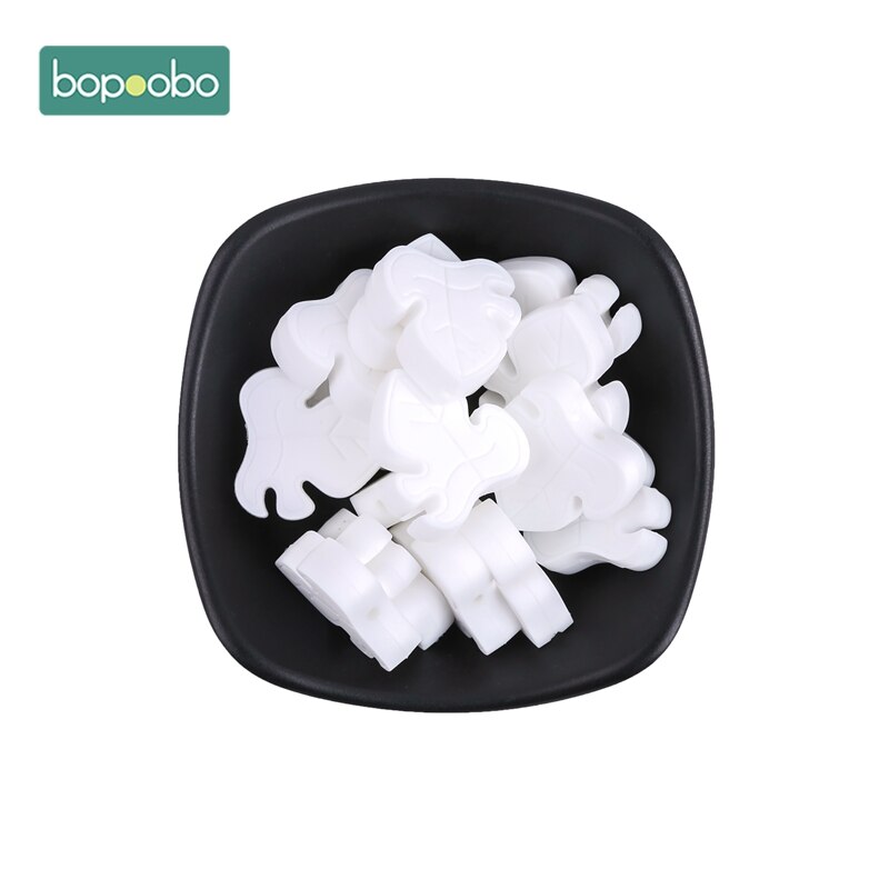 Bopoobo Silicone Teether Bead 10pcs BPA Free Silicone Turtle Leaf Beads Silicone Beads Baby Teething Beads Baby Teether: White