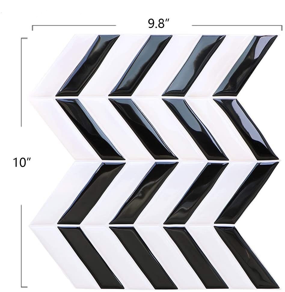 3D Peel and Stick Wall Tiles Backsplash for Kitchen Bathroom, Self Adhesive， 9.8" x 10"