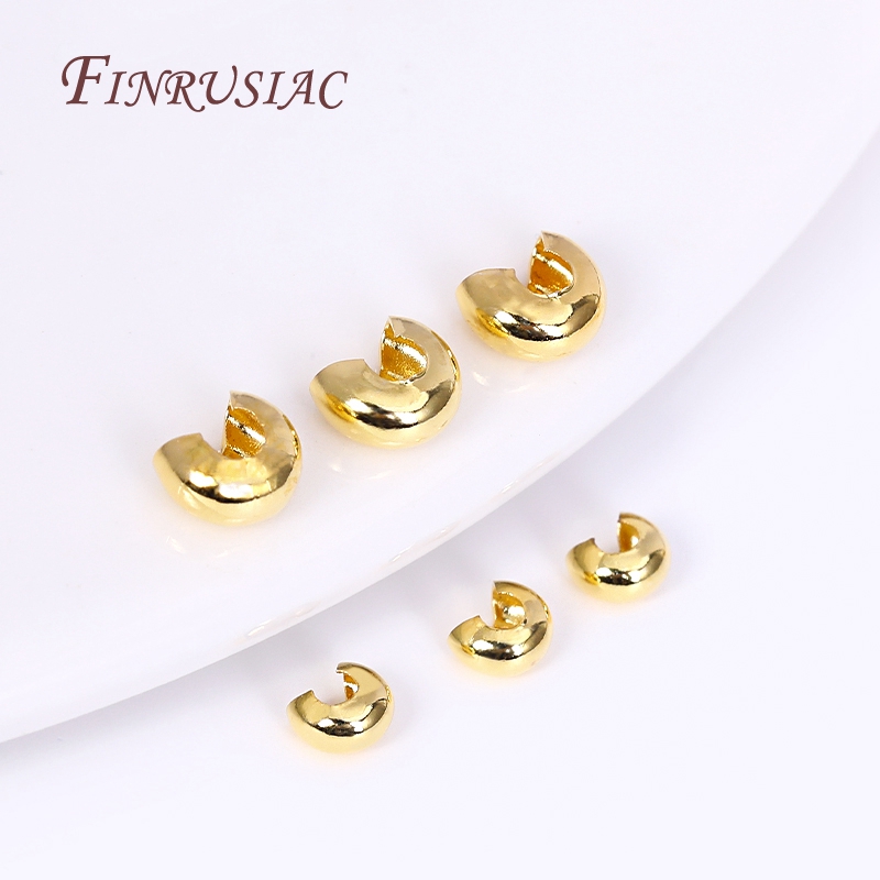 50-100 stks/partij Messing Ronde Covers Crimp End Kralen 3mm/4mm Spacer Kralen 18K Real vergulde Sieraden Maken Accessoires DIY