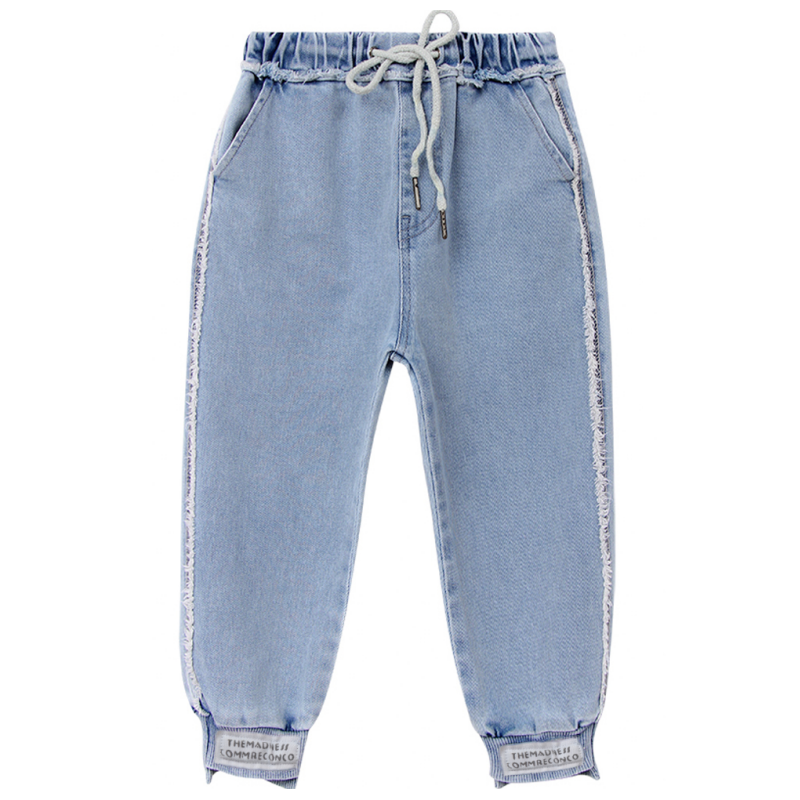 Effen denim broek kinderen katoenen elastische taille overall voor grote meisjes lente kinderkleding peuter broek voor 4 8 12 14y
