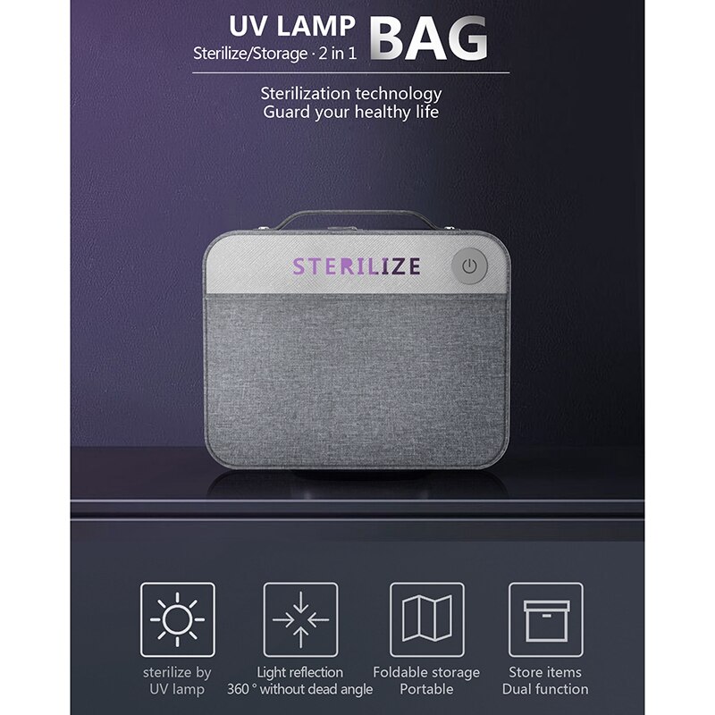 Paquete de desinfección portátil UVC, LED USB multifuncional, carga ultravioleta para exteriores, bolsa de desinfección para interiores