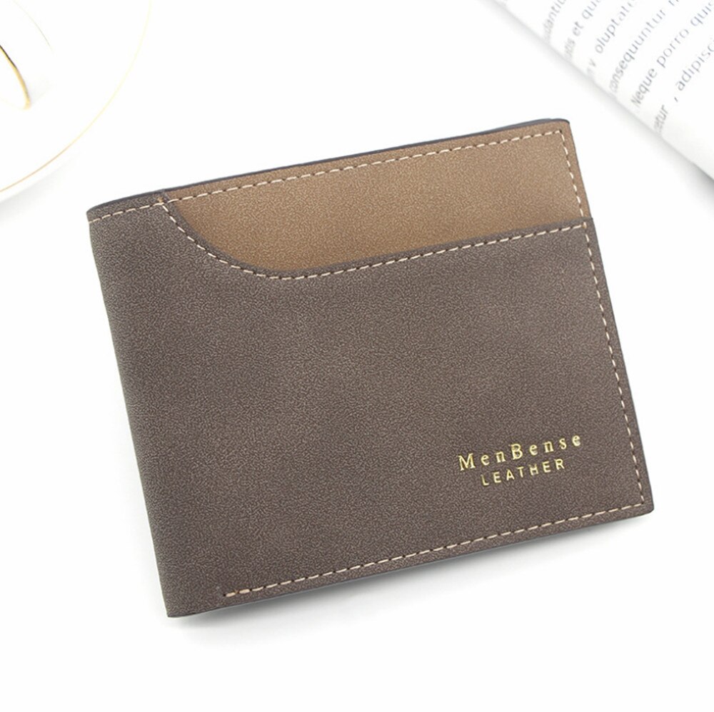 men's short wallet Splicing retro youth wallet ultra-thin men's cross-section wallet men's wallet price: Brown